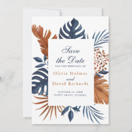 Cartão de Anúncio de Data de Rustic Midnight Blue