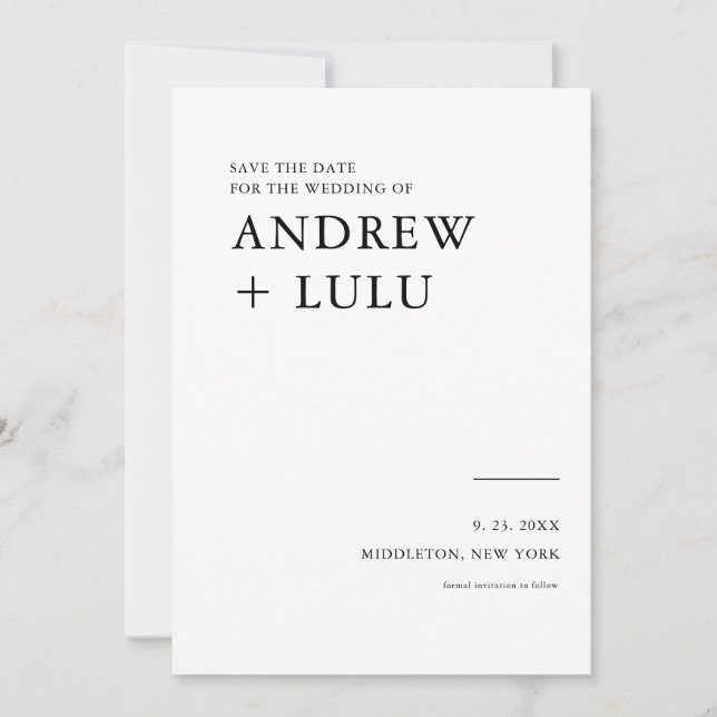 Cartão de Anúncio de Data de Salvamento de Letra E (Frente)