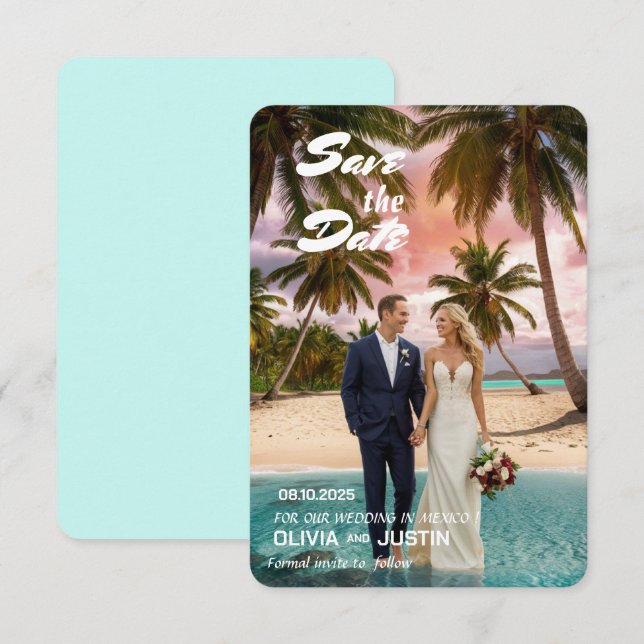 Cartão de Anúncio de Data "Save The Date" 8,89 cm  (Frente/Verso)