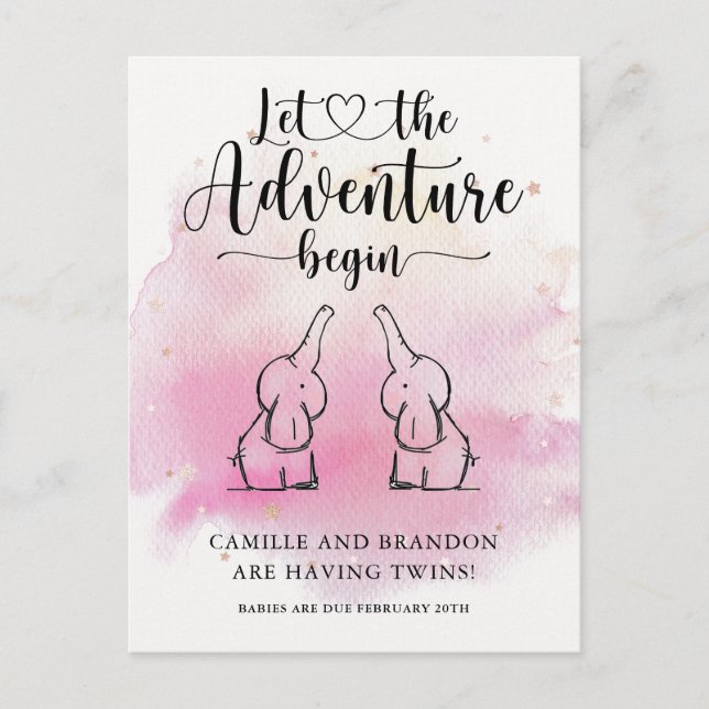 Cartão de Anúncio de Elefantes Gêmeos (Frente)