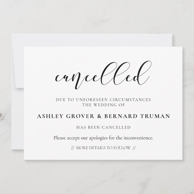 Cartão de anúncio de evento cancelado (Frente)