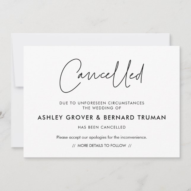 Cartão de anúncio de evento Moderno Cancelado (Frente)