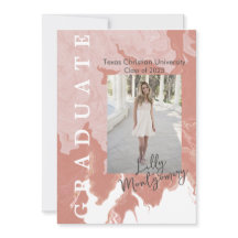 Cartão de Anúncio de Formatura com Foto de Mármore