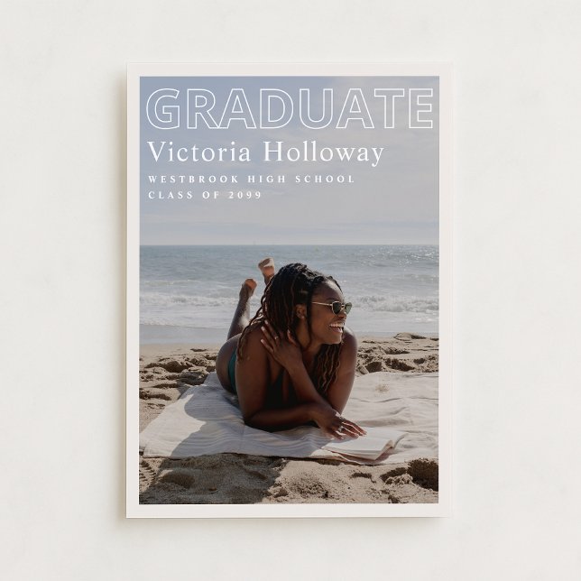 Cartão de Anúncio de Formatura com Foto de Praia M (Criador carregado)