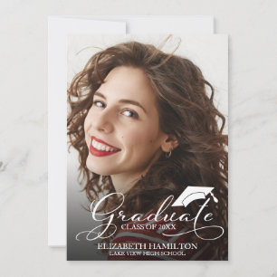 Cartão de Anúncio de Formatura com Foto do Ensino