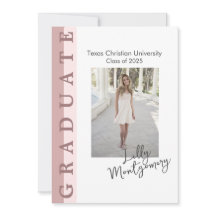 Cartão de Anúncio de Formatura com Foto Linear Ros