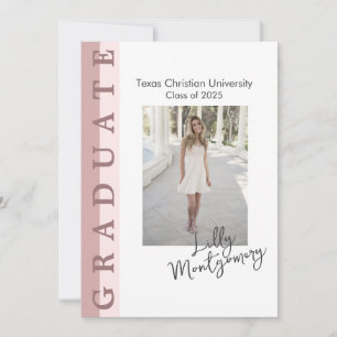 Cartão de Anúncio de Formatura com Foto Linear Ros