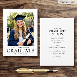 Cartão de Anúncio de Formatura Foto Formal Simples