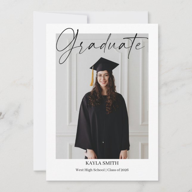 Cartão de Anúncio de Formatura Moderno com Foto Ed (Frente)