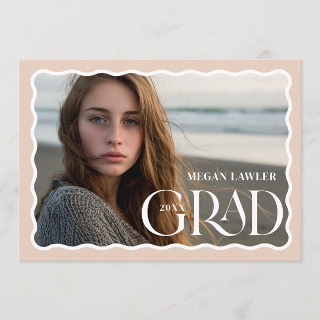 Cartão de Anúncio de Formatura na Moda com Quadro  (Frente)