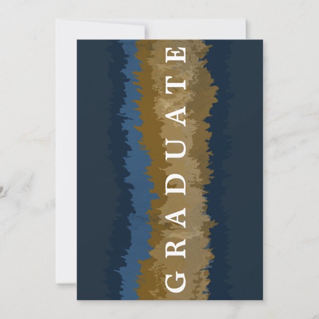 Cartão de Anúncio de Formatura Navy Gold Marble (Frente)