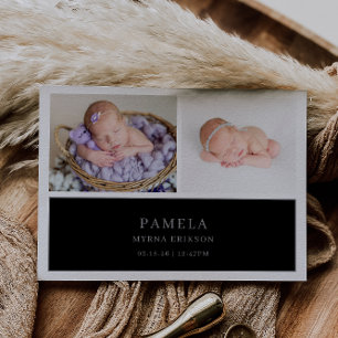 Cartão de Anúncio de Foto de Bebê Chic Cinza Muted