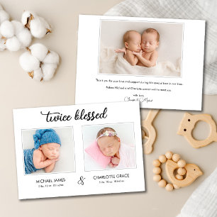 Cartão de Anúncio de Foto de Gêmeos Duplamente Abe
