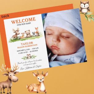 Cartão de Anúncio de Foto do Baby Boy Woodland