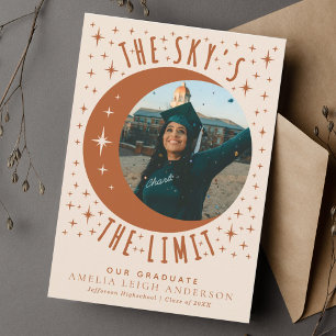 Cartão de Anúncio de Foto para Graduação da Lua Te