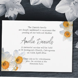 Cartão de Anúncio de Funeral Elegante Narciso