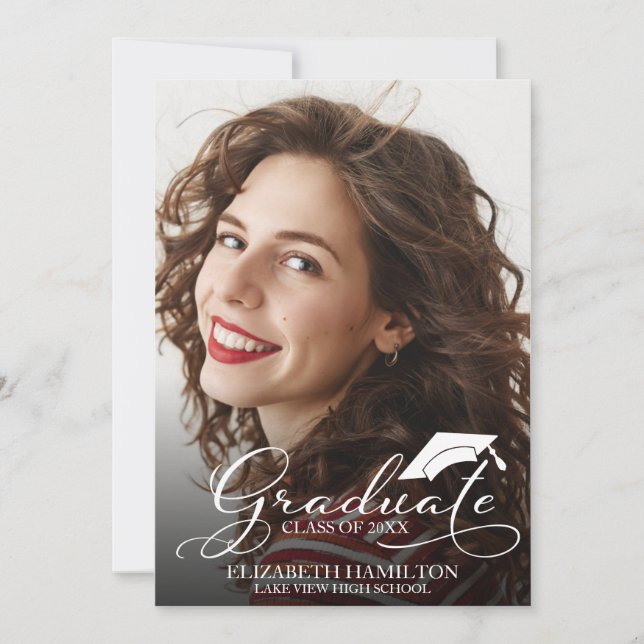 Cartão de Anúncio de Graduação de Foto do segundo  (Frente)