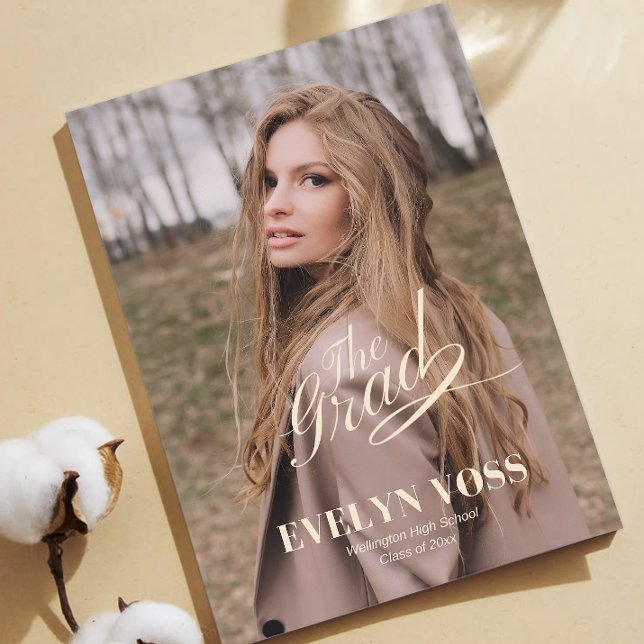 Cartão de Anúncio de Graduação de Foto Único Elega (Criador carregado)