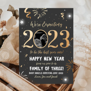 Cartão de Anúncio de Gravidez de Ano Novo 2023