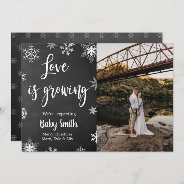 Cartão de Anúncio de Gravidez de Natal (Frente/Verso)