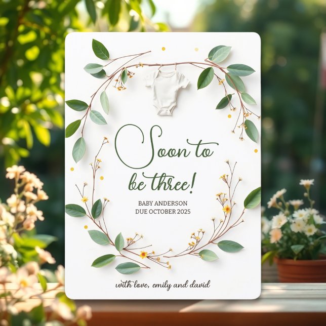 Cartão de Anúncio de Gravidez de Revelação do Bebê (Botanical Baby Reveal Pregnancy Announcement Card)