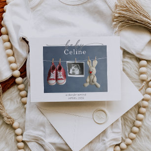 Cartão de Anúncio de Gravidez Minimalista Cinza Mu