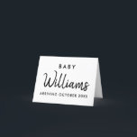 Cartão de Anúncio de Gravidez Moderna<br><div class="desc">Cartão de anúncio de gravidez personalizado de nome minimalista moderno. Avise seus amigos e família que você está esperando com esta elegante design mínima.</div>