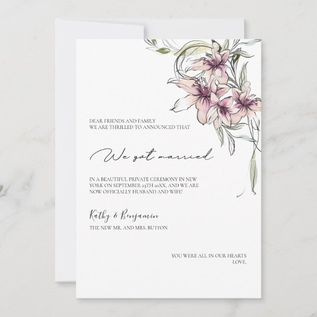 Cartão de Anúncio de Lírios Rosa Floral - cartão d (Frente)