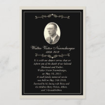 Cartão de Anúncio de Morte de Foto Preta Elegante