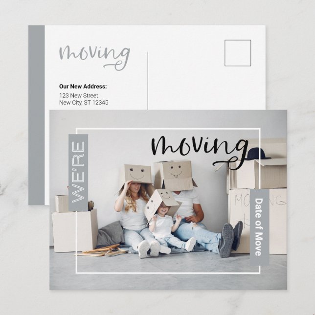 Cartão de Anúncio de Movimentação de Foto Personal (Frente/Verso)