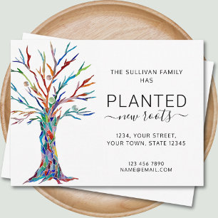Cartão de Anúncio de Mudança com Árvore de Novas R