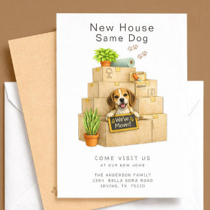 Cartão de Anúncio de Mudança de Casa Beagle Novo