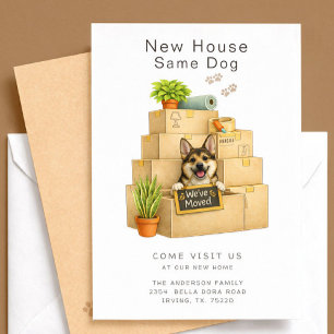 Cartão de Anúncio de Mudança de Casa do Corgi