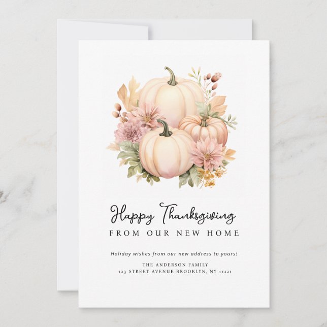 Cartão de anúncio de mudança no Dia de Ação de Gra (Frente)