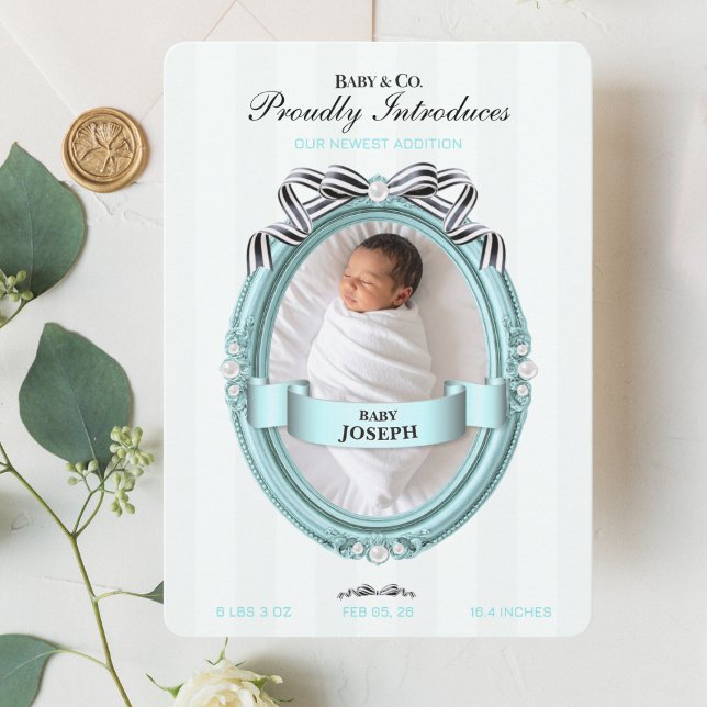 Cartão de Anúncio de Nascimento Baby & Co (Criador carregado)