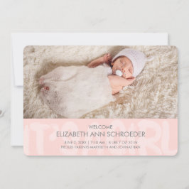 Cartão de Anúncio de Nascimento Bebê Rosa grafite