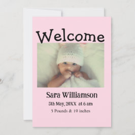 Cartão de anúncio de nascimento com edição minimal