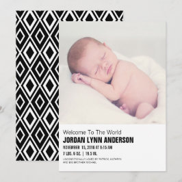 Cartão de Anúncio de Nascimento de Foto do Bebê Mo