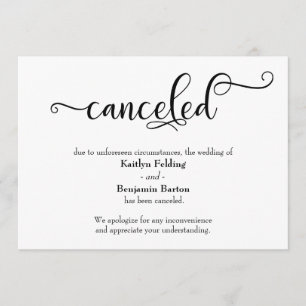 Cartão de Anúncio de Noivado Cancelado com Caligra