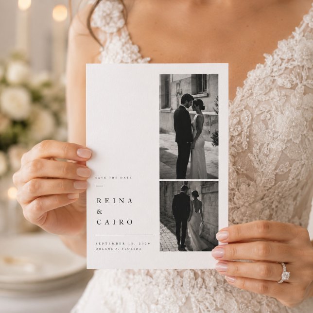 Cartão de Anúncio de Noivado com Foto do Casamento (Criador carregado)