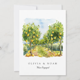 Cartão de Anúncio de Noivado de Limão do Mediterrâ