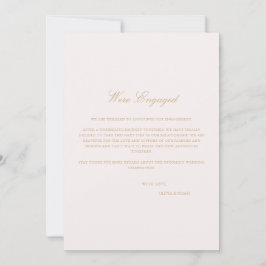 Cartão de Anúncio de Noivado Script Blush Pink