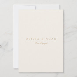 Cartão de Anúncio de Noivado Script Gold & Ivory