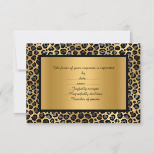 CARTÃO DE ANÚNCIO DE RSVP COM ESTAMPA DE LEOPARDO 