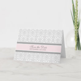 Cartão de Anúncio de Salve a Data em Damask Rosa