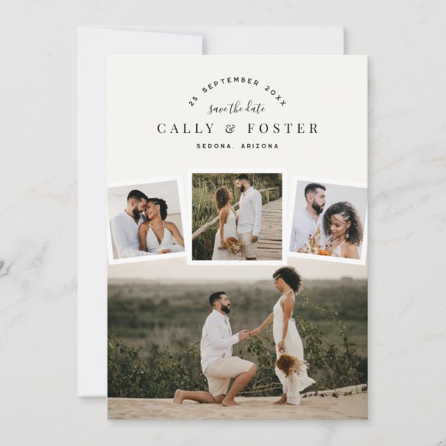 Cartão de Anúncio de Save the Date com Colagem de  (Frente)