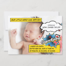 Cartão de anúncio de super-herói, azul SuperBABY