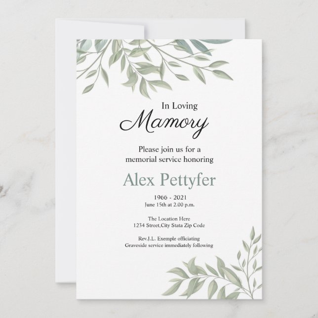 Cartão de Anúncio Funeral (Frente)