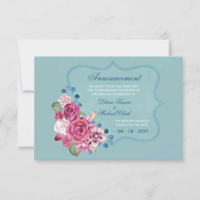 Cartão de Anúncio Reagendado (Frente)