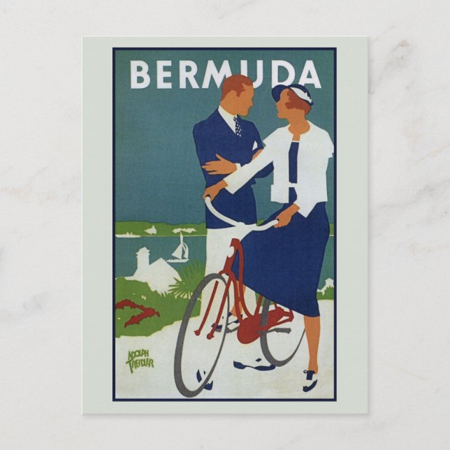 Cartão de anúncio Vintage Bermuda viagem (Frente)